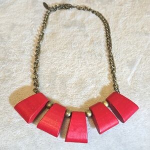 #209 Plunder Bold Red Geometric Statement Necklace